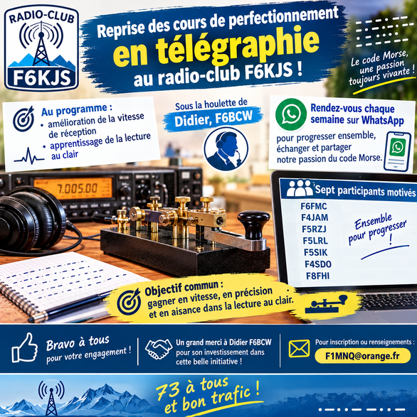 Reprise des cours de perfectionnement télégraphie au radio-club F6KJS !